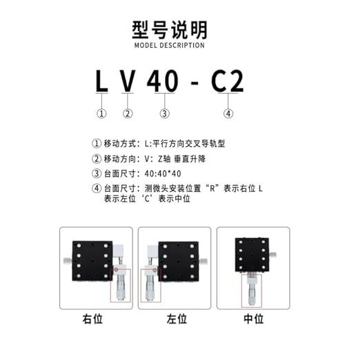 Glissière verticale LV40-C2 contre le jeu mécanique pour positionnement de précision - 4