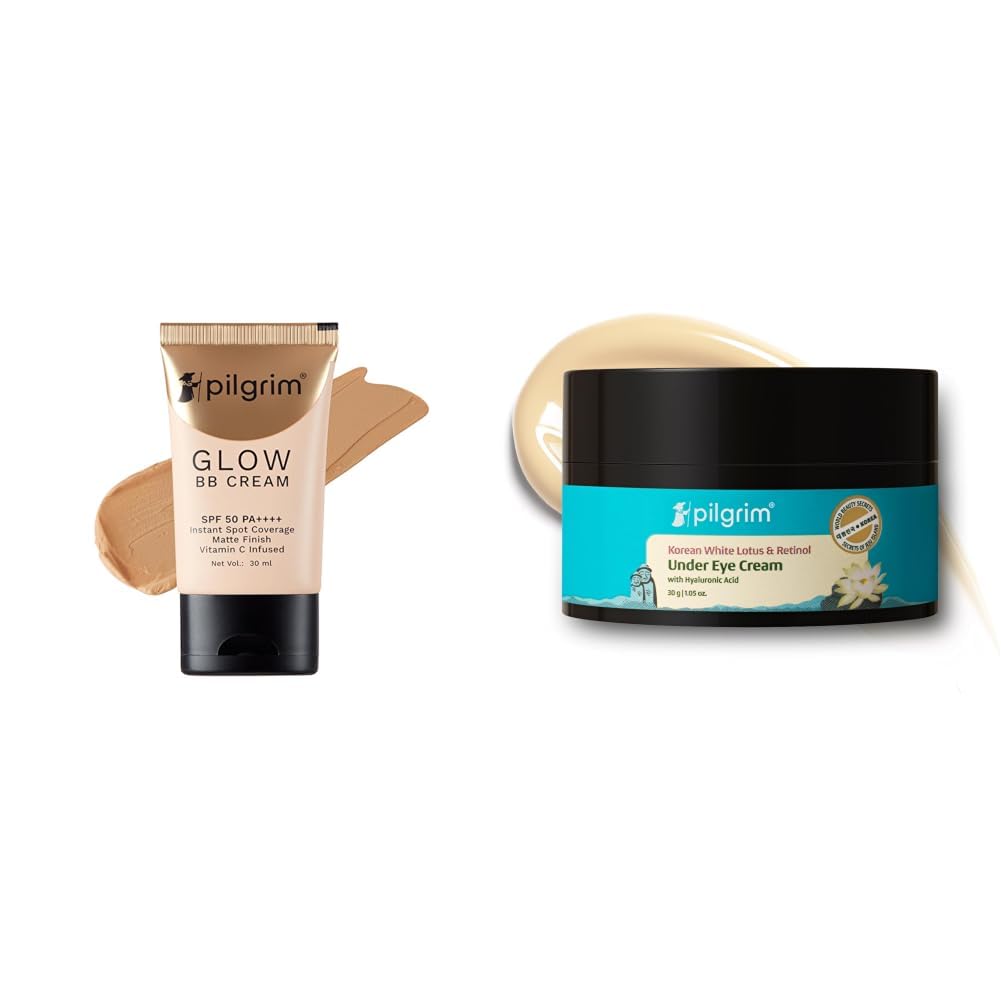 Pilgrim Honey Glow 3-In-1 Natural Bb Cream Medium Coverage For All Skin Types Spf 50 Pa++++ With Niacin & Korean Retinol Under Eye Cream for dark circles, Puffiness & Fine Lines with Vitamin C & Hyalu-image-34