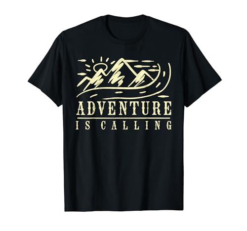 Adventure Is Calling Vacation Hiking Camping Road Fun Trip Camiseta