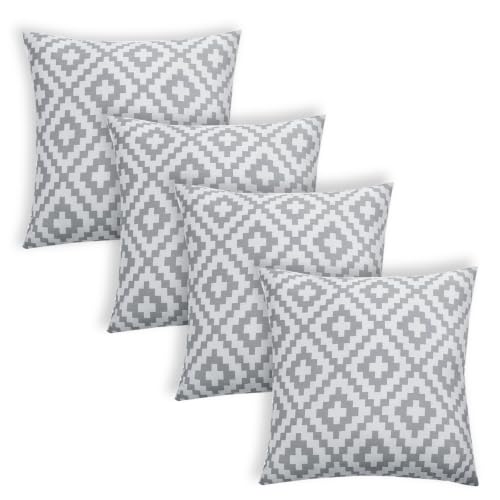 Brentfords Outdoor Cushion Covers Only Waterproof Decorative Grey Geometric Outdoor Cushion Covers 45 x 45 Set of 4 Super Soft Patio Garden Cushions Home Decor Throw Pillow Covers with Zipper