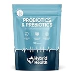 Hybrid Health Probiotics + Prebiotics Supplement - 100 Billion CFU Probiotics, 120 Vegan Capsules, 20 Probiotic Live Culture Strains, Probiotics for Women & Men
