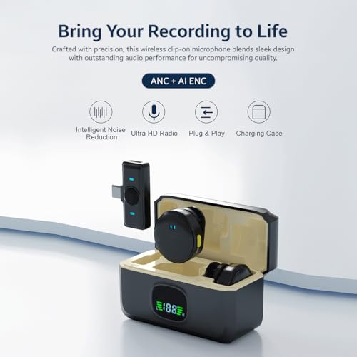 Image of String Swing Wireless Microphone with Noise Cancellation, Collar Mic for iPhone & Android | 360 Voice Pickup | Wireless Mic for YouTube, Vlogging & Video Recording
