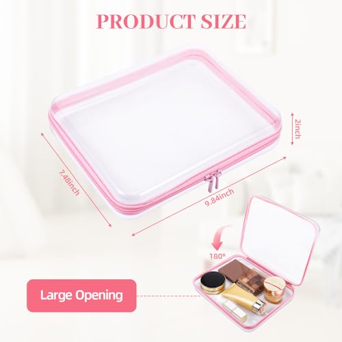 Image of 4 Pcs Clear Hard Shell Zipper Case, Transparent Hard Clear Zipper Case, Large Portable Travel Makeup Bag Organizer Bin for Pencil Cosmetics Building Blocks Puzzles(4Colors)