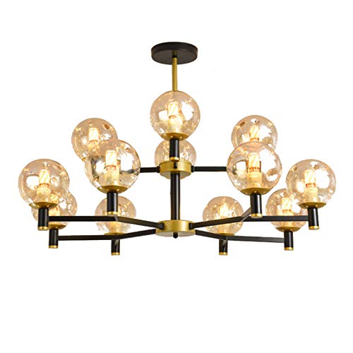 Lustre moderne à 6 lumières noir plafonnier suspendu vintage pour cuisine