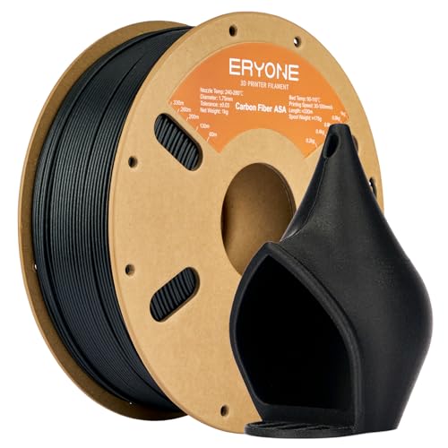 ERYONE ASA Carbon Fiber Filament 1.75mm UV&Weather Resistant ASA 3D Printing Filament Perfect for Printing Outdoor Functional Parts 1kg (2.2 lbs)/Spool Black