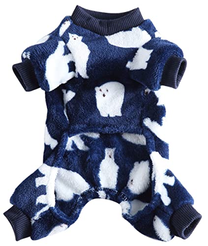 XIAOYU Dog Pajamas Winter Warm Onesies Jumpsuit 4 Leg Dog Clothes with Cute Polar Bear Pattern for Small Dog Cat Halloween Christmas Cosplay - Image 2