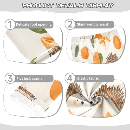 Bolaz Toddler Girls Leggings Printed Yoga Pants Leggings Hedgehog Orange for Kids3
