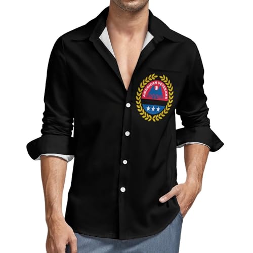 Amvets Shirt Casual Long Sleeve Button-Down Shirt