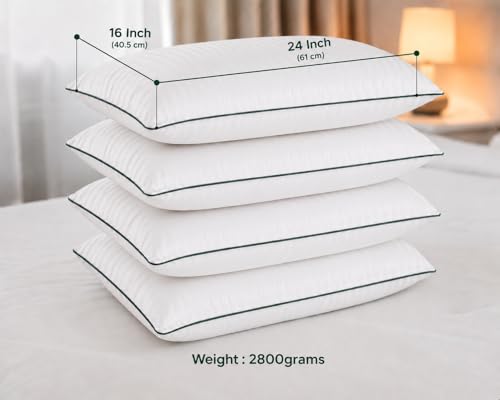 Image of Premium Hollow Fiber Bed Pillow Set of 4 (16 inchx24 inch) - Soft, Fluffy & Hypoallergenic | Machine Washable | for Sleeping, Home & Daily Use | 6 Months Warranty