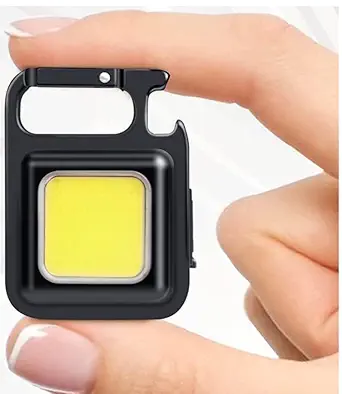 Love Bear Keychain Led Light 4 Hours Battery Life with Bottle Opener, Magnetic Base and Folding Bracket Mini Cob 800 Lumens Rechargeable Emergency Light (Square with 4 Modes), 800 Lumen