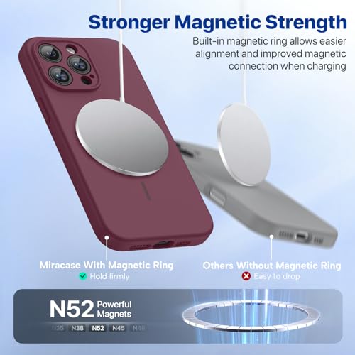 Image of Miracase Magnetic for iPhone 14 Pro Max Case, [Soft Anti-Scratch Microfiber Lining], Compatible with MagSafe, Silicone Shockproof Protection Phone Case for iPhone 14 Pro Max,Wine Red