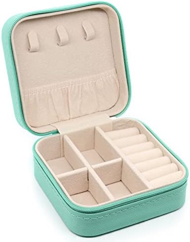 KEINE MARKE Small Jewelry Box, Travel Portable Jewelry Case for Ring, Pendant, Earring, Necklace, Bracelet Organizer Storage Holder Boxes, 1 pcs (blue)
