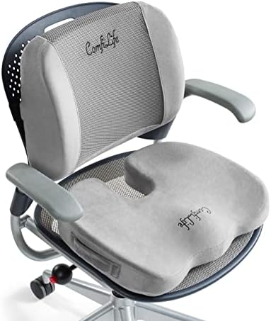 ComfiLife Body Positioner, Gel Enhanced Seat Cushion & Lumbar Support Bundle - Rubber, Memory Foam, Office Chair & Car Seat Cushion for Back Pain & Sciatica Relief