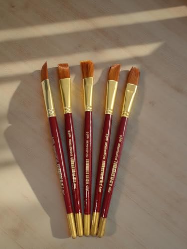 Image of polo Synthetic Hair Flat Brushes 9 | Pack of 5 | Professional Fine Edge Paintbrush Set for Acrylic,