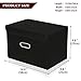 STOREONE Fabric Storage Cube Bins Foldable Organizer Container Collapsible Basket with Lids and Metal Handles, for Home, Bedroom, Closet (Black, 3 Pcs)