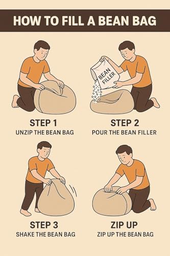 Bean Bag Chair | Ergonomic Gaming Seat, Premium Leatherette, Washable Cover, Durable Double Stitching | Perfect for Lounge & Bedroom Side Mobile Pocket Cover Only No Bean Filler (Tan, XL) - Image 5