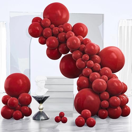 Image of PartyWoo Burgundy Balloons 130pcs Different Sizes of 18 12 10 5 Inch Dark Red Maroon Ruby Red Balloon Arch Kit Garland for Graduation Valentine's Day Wedding Anniversary Party Decorations Red-Y75
