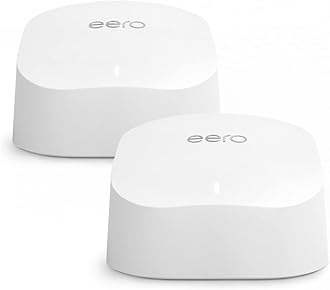 Amazon eero 6 mesh Wi-Fi router | 900 Mbps Ethernet | Coverage up to 280 m2 | Connect 75+ devices | 2-Pack