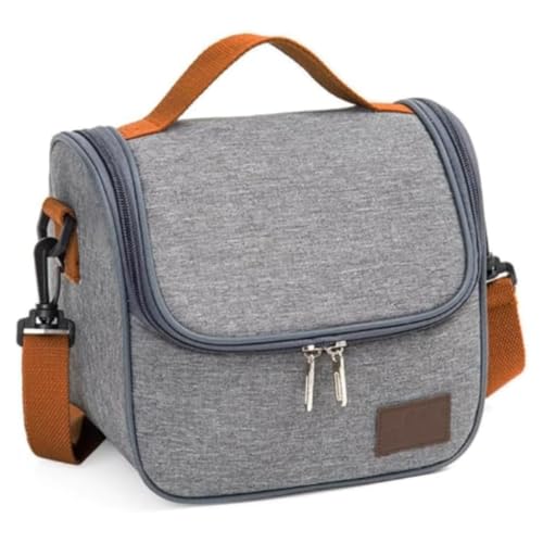 Bolsa Térmica Lancheira com Alça de Ombro para Marmita - Trabalho Academia Escola e Passeios Super Premium (Cinza)