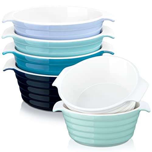 Auflaufform porzellan, LOVECASA mini Backform Kuchenform, 6-teilige mini Soufflé Förmchen Ofenformen für Crème Brûlée Dessert Souffle, rund, 190ML Cover