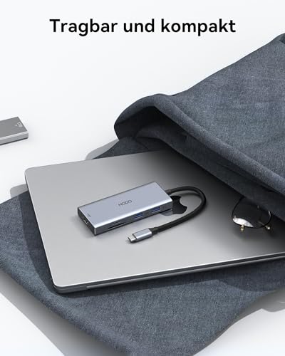 HODO USB C Hub für Macbook, USB-C Adapter Multiport 9 in 1 mit 4K 60Hz HDMI, 100W PD, SD TF Kartensteckplatz, 4USB und USBC Datenport, Type-C Dongle für Mac Book Pro Air/iPad/Surface/HP