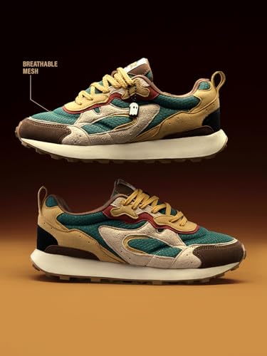 Image of The Souled Store Trailz: Men and Boys Low Top Sneakers Modern Retro Runner Breathable Mesh and Microfiber Suede Cushioned Insole Lugged Outsole Lace Up