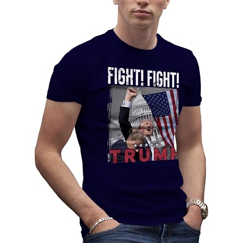 Makdi Fight Donald Trump Maga Make America Great Again 2024 Trump Shooting T-Shirt Bleu Marine pour Homme Size L