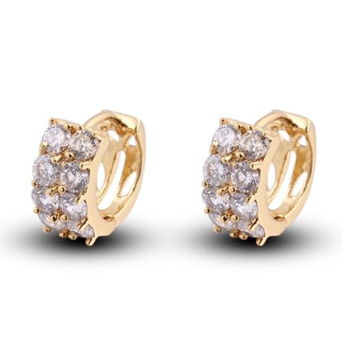 Boucles d'oreilles de cerceau en or 14k moissanite double rangée cadeau idéal - 2