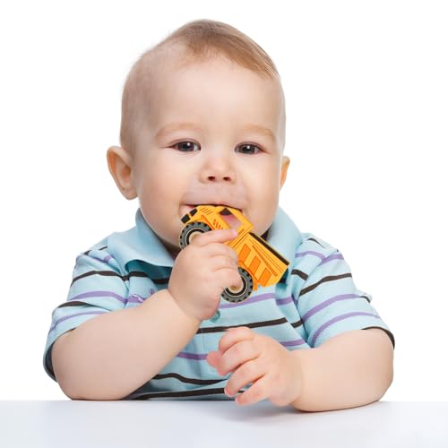 Image of Baby Silicone Teether,Sensory Chew Toys,BPA Free Soft and Effective Infant Teething Pain Relief Toys,Freezer Safe,Food Grade Silicone,Best Shower Gift for Boys and Girls (Dump Truck).