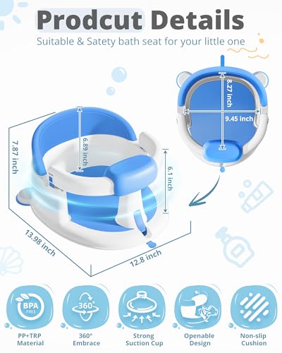 image for ONTHEWEI Baby Bath Seats for Babies Sitting Up, Non-Slip Baby Bathtub 