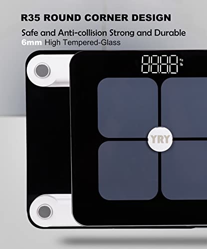 Yry Smart Body Weight Scale Four-Leaf Clover Lucky Scale Bathroom Bluetooth Weight Scale 6Mm High Tempered Glass Large Clear Led Screen 0.44-396Lbs/200G-180Kg - Black #TOP2