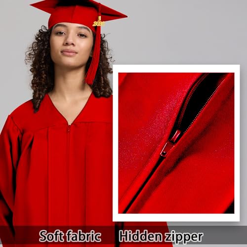 Image of 2026 Graduation Cap and Gown Matte Unisex for High School Bachelor | Heavyweight Matte Polyester, Zipper Closure, Adjustable Cap with 2026 Tassel, Sizes 39-60, Bulk Orders Available