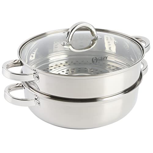 Comparison: Best Large Stainless Steel Steamer 4 Oster Sangerfield Stainless Steel Cookware 11-Inch Everyday Pan w/Steamer and Lid