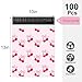 Whaline 100Pcs Cherry Poly Mailer 10 x 13 Inch Pink Bow Fruit Mailing Bag Valentine Cute Self-Sealing Plastic Packaging Envelope Bag for Small Business