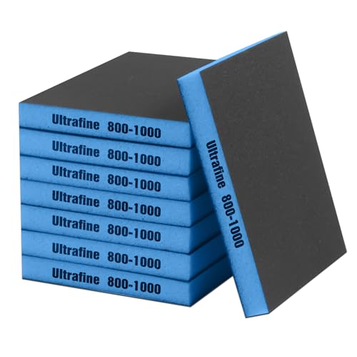 BODHTAT スポンジ サンドペーパー Ultrafine(#800-1000) 細目 スポンジ研磨材 耐水ペーパー 120×100×13mm 耐水ヤスリ 紙やすり 車 金属磨き サビ落とし ステンレスシンク磨き 木工DIY作業に(8枚入)