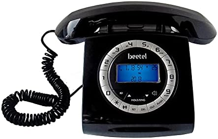 Beetel M73 Caller Id Corded Landline Phone with 16 Digit LCD Display, Retro Design, Alphanumeric Keypad, 2-Way Speaker Phone, Adjustable Ringer Volume (Black & White)(M73)