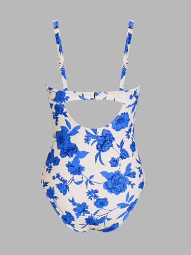 Image of CUPSHE Women's One Piece Swimsuit Ruch Drawstring Square Neck Bathing Suit | Self Tie,Soft Removable Cups,Adjustable Wide Straps,Cutout,Bach Hook,Chic,Fashion,Comfort,Swimwear for Vacation,Beach,Pool
