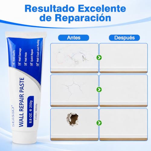 Miniatura 5 de Seisso 500g Crema De Reparación De Pared, Masilla Pareds Blanca, Masillas Reparadora Resistente Al Agua Y Al Moho Reparación De Secado Rápido Masilla Pared Para Reparar Grietas Pelado Grafiti