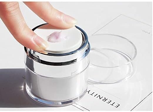 Round Cream Dispenser Bottle - Empty Refillable Cosmetic Air Pump Acrylic Bottles Airless Lotion Face Cream Dispenser Containers Makeup Leak-Proof Travel Cans Press Style