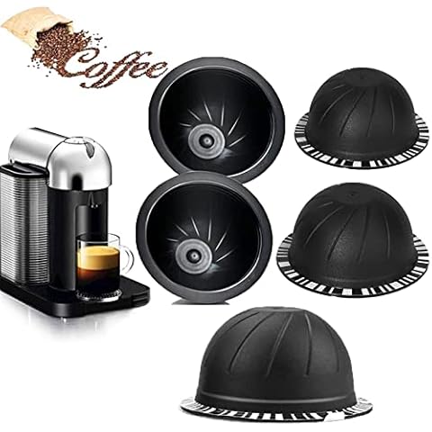 5pcs Reusable Coffee Pods Refillable Coffee Capsules Compatible with VertuoLine Refill Vertuoline Pod Nespresso Vertuo Pods (Black 230ml, 5) Cover