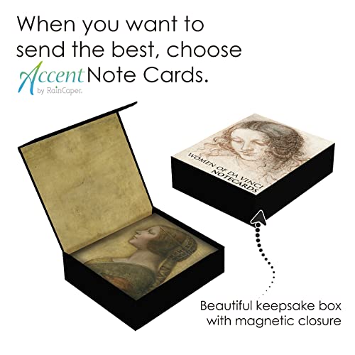 Image of RainCaper Fine Art Keepsake 5x7 Blank Stationery da Vinci Greeting Note Cards With Decorative Envelopes, Gift Boxed Set of 16 | 300 GSM Cardstock (Women of da Vinci)