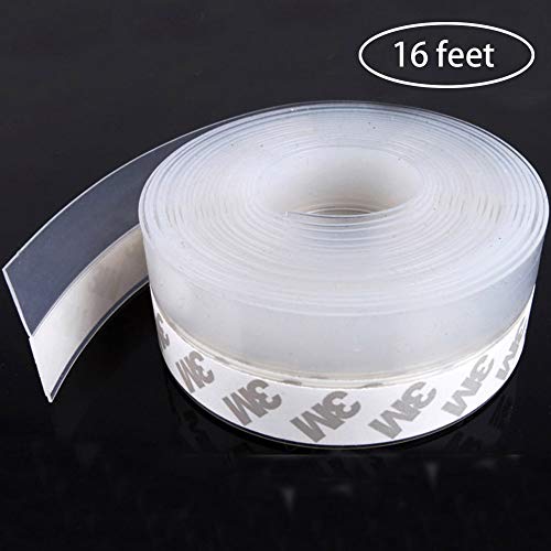 Weather Stripping, Silicone Door Seal Strip Door, Window, Transparent 16 Feet Long