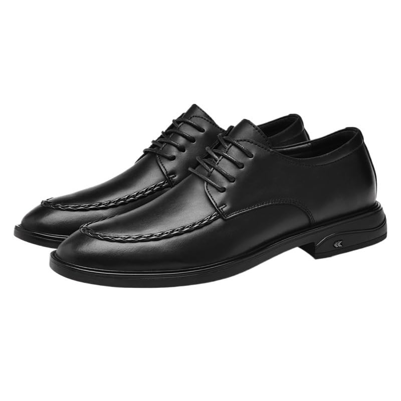 Formal Oxford Shoes for Men Genuine Leather Cap Toe Design Anti-Slip Non Slip Rubber Sole Block Heel Low Top Prom Wedding Lace Up Wedding