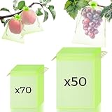 120pcs Fruit Protection Bags, 6'x8' 8'x12' Fruit Netting Cover Mesh Bags with Drawstring, Garden Mesh Barrier Bags, Fruit Protective Plant Netting Reusable for Grape Tomato and Vegetables (Green)