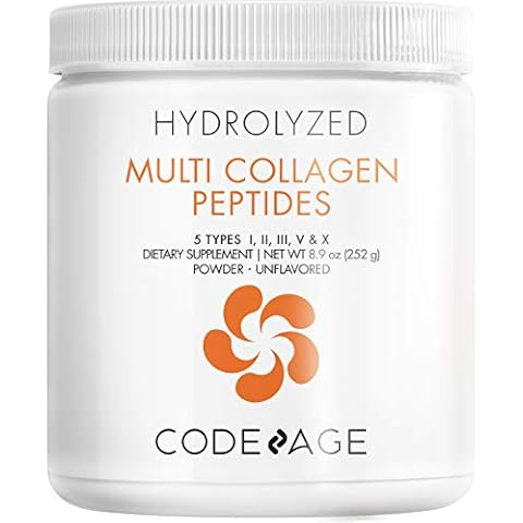 Codeage Multi Collagen Protein Powder Peptides, Hydrolyzed, Type I, II, III, V, X Grass Fed All in One Super Bone Broth and Collagen Supplement, Non-GMO, 8.9 Ounces Cover