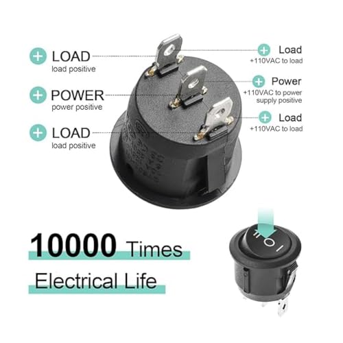 Qteatak JF-0050 5Pcs Spdt On/Off/On Rocker Toggle Switch, 3 Pins 3 Position Toggle Switch thumb #2