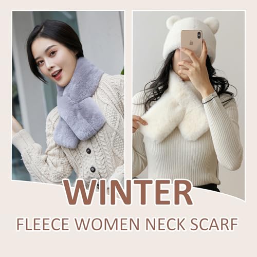 Women Fur Collar Scarf Winter Faux Fur Scarves for Women Cold Weather Lady Neck Warmer4