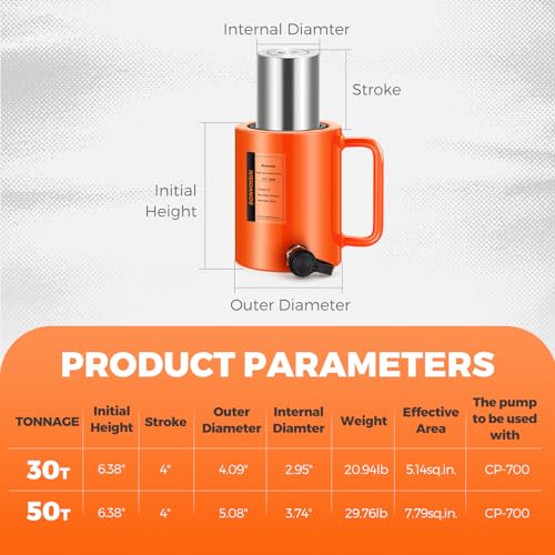 Image of Bonvoisin Hydraulic Ram Cylinder 50T Hydraulic Cylinder Jack Porta Power Ram 4 inch Stroke Single Acting Lifting Cylinders for Machinery Shipbuilding