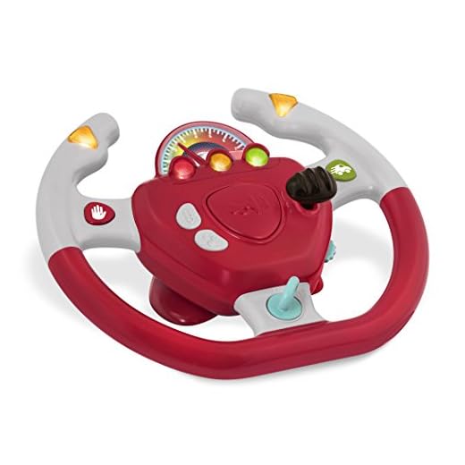 Battat – Geared to Steer Interactive Driving Wheel – Portable Pretend Play Toy Steering Wheel for Kids 2 years +, Red (BT2525Z)