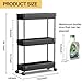 SPACEKEEPER Slim Rolling Storage Cart, 3 Tier Bathroom Storage Organizer Laundry Room Utility Cart Mobile Shelving Unit, Multi-Purpose for Kitchen Office Bathroom Laundry Narrow Places, Black